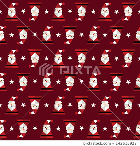 Minimalist geometric Santa Claus seamless pattern modern retro style on red background square template Minimalist geometric Santa Claus seamless pattern modern retro style on red background square template 142613922