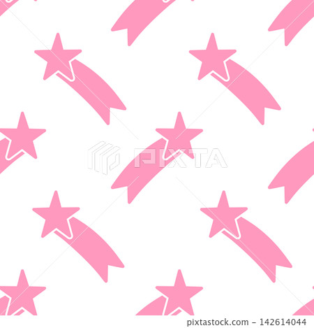 Seamless pattern of shooting star silhouettes, starry sky background, pink. Seamless pattern of shooting star silhouettes, starry sky background, pink. 142614044