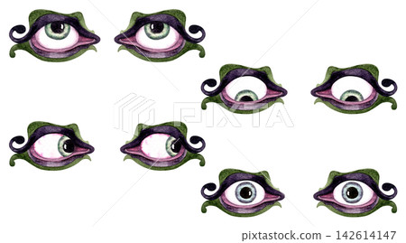 Funny Green and Purple Eye Pairs with Different Gazes Funny Green and Purple Eye Pairs with Different Gazes 142614147
