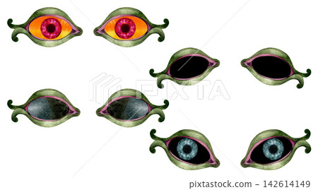 Bright Colorful Halloween Eyes with Strange Pupils Bright Colorful Halloween Eyes with Strange Pupils 142614149