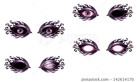 Dark Ornamental Halloween Eyes with Curly Lashes Dark Ornamental Halloween Eyes with Curly Lashes 142614170