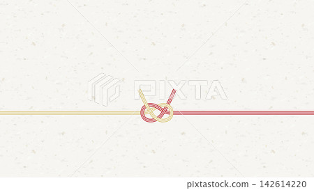 Awaji knot mizuhiki (decorative cord) and washi paper background frame. Vector illustration material for celebrations, noshi paper (gift wrapping paper), and auspicious occasions. Awaji knot mizuhiki (decorative cord) and washi paper background frame. Vector illustration material for celebrations, noshi paper (gift wrapping paper), and auspicious occasions. 142614220