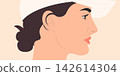 side view vector illustration of a woman in baseball cap. 142614304