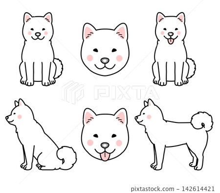 一組北海道犬的向量插圖 一組北海道犬的向量插圖 142614421