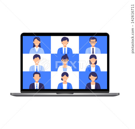 The image of having an online meeting on a laptop. The image of having an online meeting on a laptop. 142616711