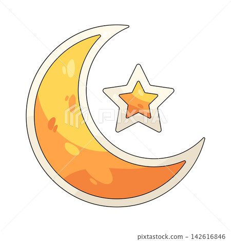 Illustration of star and crescent Illustration of star and crescent 142616846
