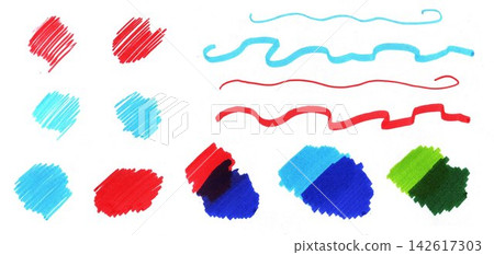 Set of Colorful Felt Tip Pen Strokes and Scribbles Isolated on a Clean White Background for Design Set of Colorful Felt Tip Pen Strokes and Scribbles Isolated on a Clean White Background for Design 142617303