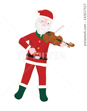 Santa Claus is playing a musical instrument at Christmas. 142617327