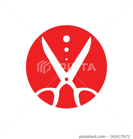 Simple scissor silhouette design, symbol template illustration Simple scissor silhouette design, symbol template illustration 142617672