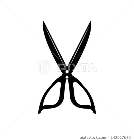 Simple scissor silhouette design, symbol template illustration Simple scissor silhouette design, symbol template illustration 142617673