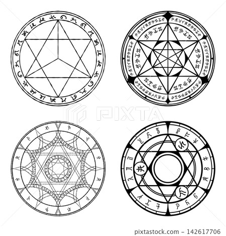 Magic circle illustration set Magic circle illustration set 142617706