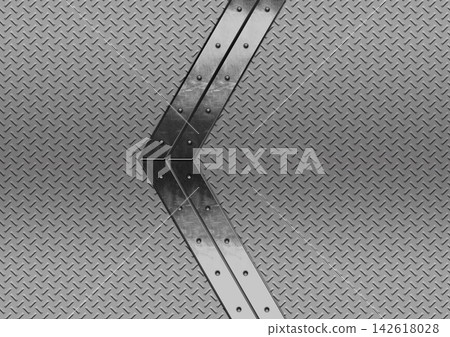 A luxurious abstract background with a silver metal frame with bolts and a silver metal plate. A luxurious abstract background with a silver metal frame with bolts and a silver metal plate. 142618028