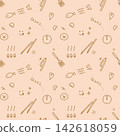 Kitchen motif seamless pattern, hand-drawn background material. 142618059