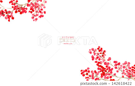 水彩邊框和背景模板套裝,以紅色漿果和秋季樹枝為主題。 水彩邊框和背景模板套裝,以紅色漿果和秋季樹枝為主題。 142618422