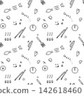 Cooking Kitchen Utensils Cute Hand-Drawn Seamless Pattern Background 142618460