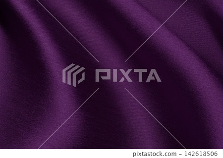 Purple fabric cloth texture for background and design art work, beautiful crumpled pattern of silk or linen. 142618506