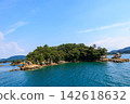 Touring the islands of Kujukushima by sightseeing boat. Touring the islands of Kujukushima by sightseeing boat. 142618632