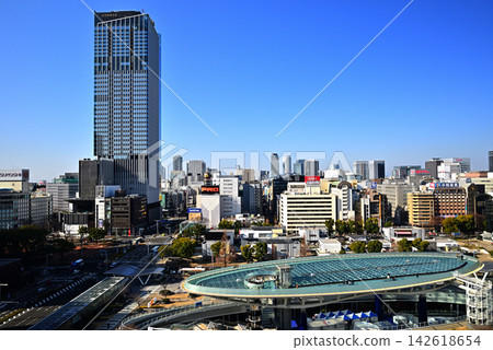 An aerial view of the cityscape of Sakae, Nagoya, under a blue sky (Part 4) An aerial view of the cityscape of Sakae, Nagoya, under a blue sky (Part 4) 142618654