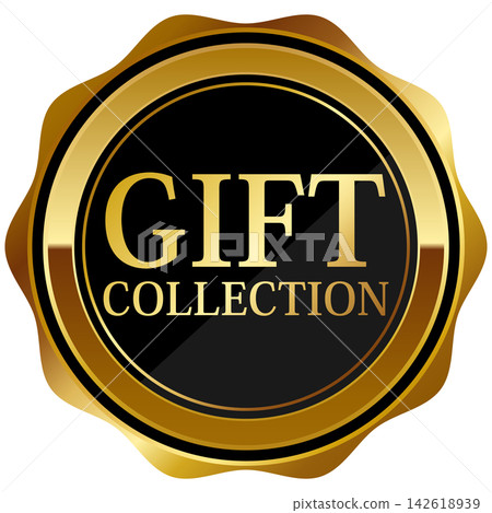 A luxurious gift collection emblem in black and gold. A luxurious gift collection emblem in black and gold. 142618939