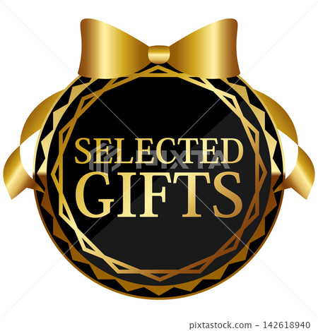 A luxurious, carefully selected gift emblem in black and gold. A luxurious, carefully selected gift emblem in black and gold. 142618940