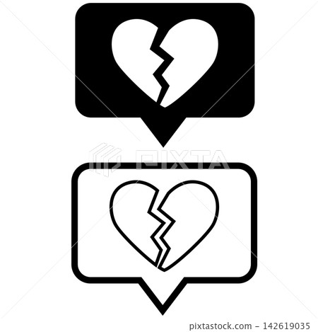 Broken heart social network like icon. Social media hiding like sign. Broken heart symbol. flat style. 142619035