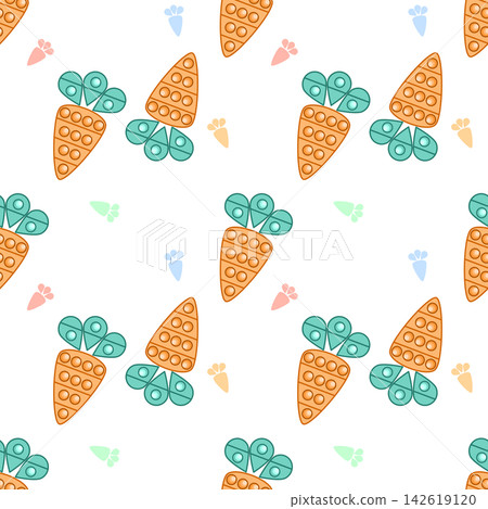 Carrot toy so cute.on white background.pattern seamless vector illustration. 142619120