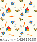 Back to school cartoon so cute.on milk pencil school sock alarm clock white background.pattern seamless vector and illustration. 142619135