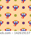 Face elephant blue cartoon so cuteness ball blue red and green yellow background.pattern seamless vector illustration. 142619137
