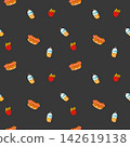 Fast food so cute.hot dog dink french fries black background.pat 142619138