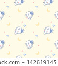 Elephant face white cartoon so cute.on moon heart leaf yellow background.pattern seamless vector and illustration. 142619145