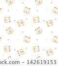 Face Tiger smile cartoon so cute.on geometry white background.pattern seamless vector illustration. 142619153