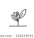 black line tulip icon vector element design template 142619543
