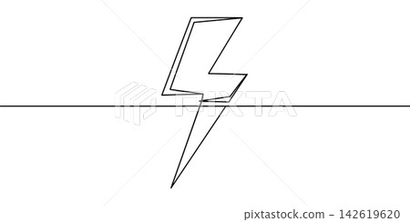 Continuous line drawing of a lightning bolt symbol Continuous line drawing of a lightning bolt symbol 142619620