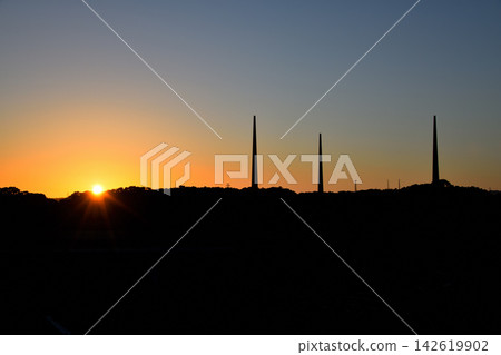 Hariu Transmitting Station and Hariu Radio Tower at sunset Hariu Transmitting Station and Hariu Radio Tower at sunset 142619902