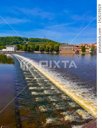 Exploring the Vltava river view in Prague Czech Republic near the dam area Exploring the Vltava river view in Prague Czech Republic near the dam area 142619929