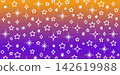 An illustration featuring sparkling stars scattered across an orange and purple gradient background. 142619988