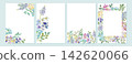 Watercolor hand-drawn vector illustration set of flowers and plants for card backgrounds 142620066