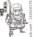 Musashibo Benkei with a naginata [2-head proportion, black and white, bitmap] 142620178