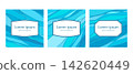 Blue line art square frame background set: Water curves, modern and beautiful wave pattern. 142620449