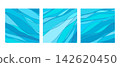 Blue line art square banner background set: Water curves, modern and beautiful wave pattern 142620450