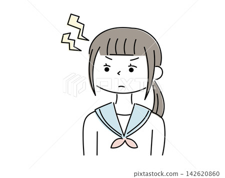 一位惱怒的女學生的插圖 一位惱怒的女學生的插圖 142620860