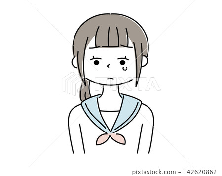 女學生哭泣的插圖 女學生哭泣的插圖 142620862