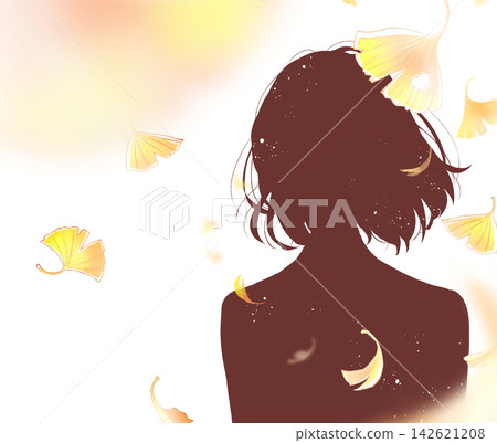 女學生，半身照，銀杏葉輪廓 142621208