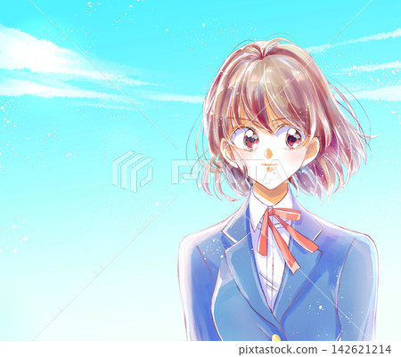女學生,豐胸,自信,藍天 女學生,豐胸,自信,藍天 142621214