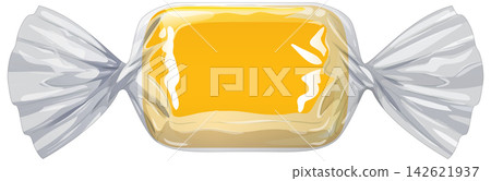 Yellow Hard Candy Wrapped in Transparent Cellophane Vector Illustration Yellow Hard Candy Wrapped in Transparent Cellophane Vector Illustration 142621937
