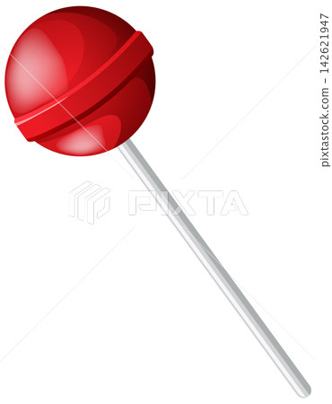 Red Round Lollipop Candy on a White Stick Vector Illustration Red Round Lollipop Candy on a White Stick Vector Illustration 142621947