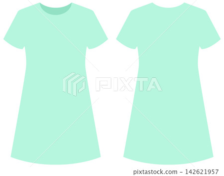 Front and Back View of Mint Green T-Shirt Dress Vector Front and Back View of Mint Green T-Shirt Dress Vector 142621957