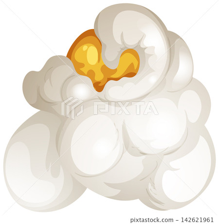 Single Fluffy Popcorn Kernel Vector Illustration on White Background Single Fluffy Popcorn Kernel Vector Illustration on White Background 142621961