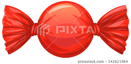 Single Red Wrapped Hard Candy Vector Illustration on White Background Single Red Wrapped Hard Candy Vector Illustration on White Background 142621964