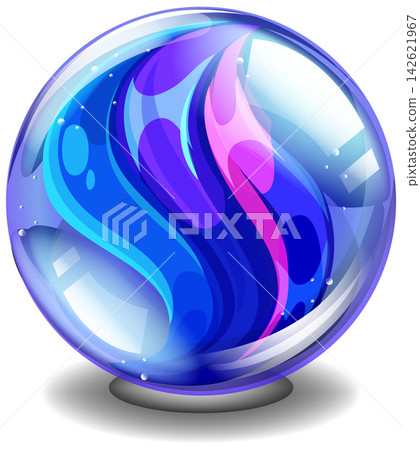 Blue and Purple Swirled Glass Marble Vector Illustration 142621967